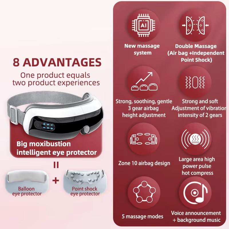 4D Music Electric Eye Massager Hot Compress Air Bag Pressure Vibration Massage Eye Care Instrument Relief Fatigue Improve Sleep