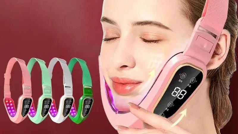 Facial Lifting Device LED Photon Therapy Facial Slimming Vibration Massager Facial Heated Double Chin V Face Vibration Massager