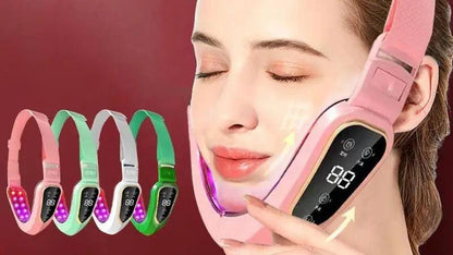 Facial Lifting Device LED Photon Therapy Facial Slimming Vibration Massager Facial Heated Double Chin V Face Vibration Massager