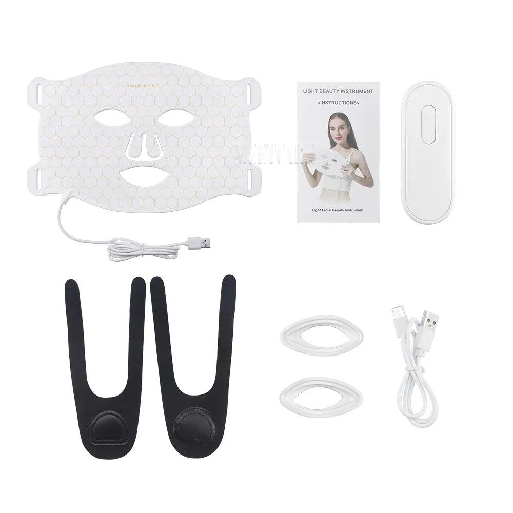 7 Colors LED Facial Mask Light Therapy Silicone Photon Beauty Mask for Lift Face anti Shrink Pore Skin Repair Whiten Oil Control